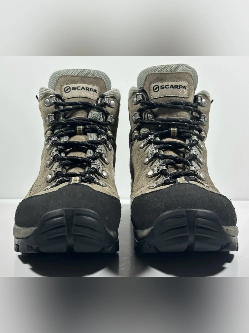 Scarpa ZG GTX Gore-Tex Vibram Hiking Boots Mens 11 Taupe Leather Backpacking